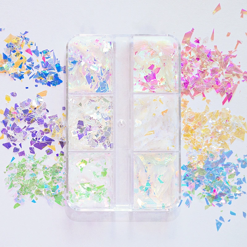 12-Color Iridescent Nail Flakes Set